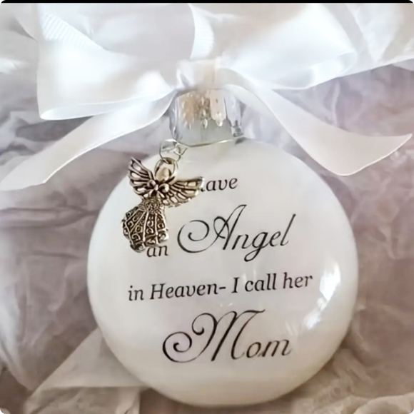 5/25 loving memory Ornament I have Angel In Heaven. Ball w feathers angel charm - Picture 2 of 5